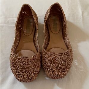 Melissa Rose-Embellished Glitter Ballet Flats - Bronze Tone